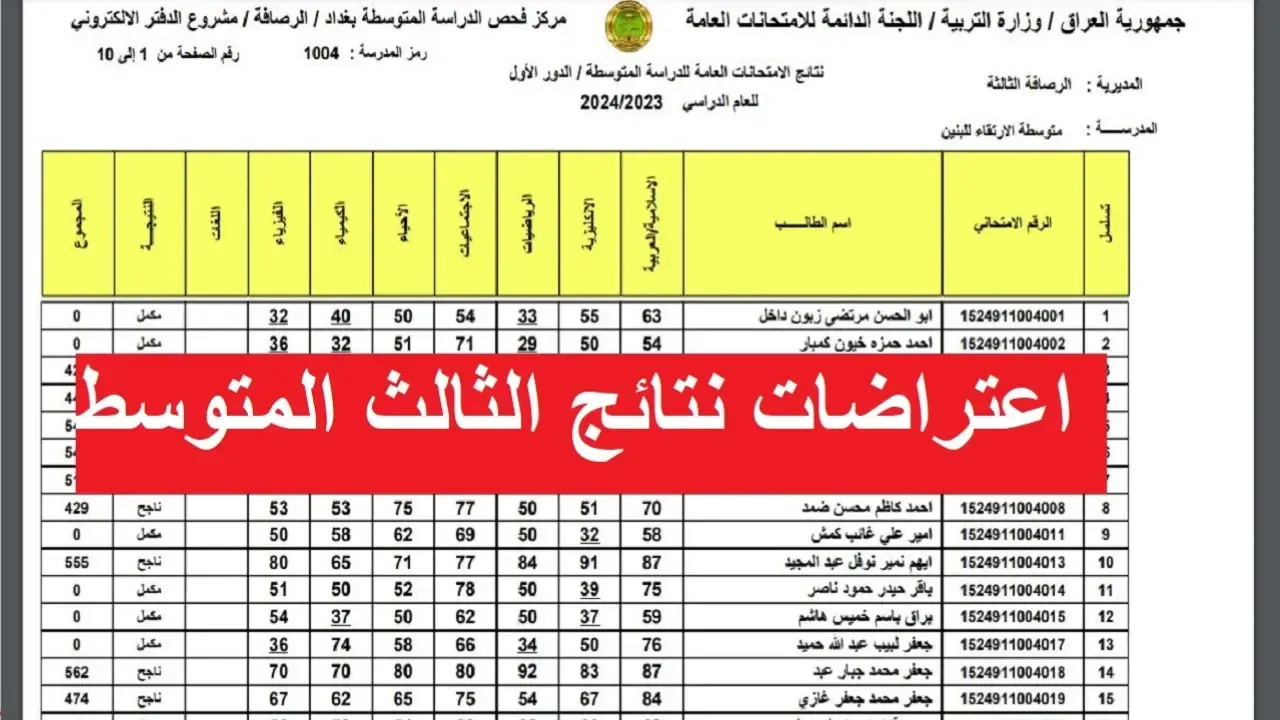 هسه.. استعلم نتائج اعتراضات الثالث المتوسط الدور الأول 2024 بالعراق